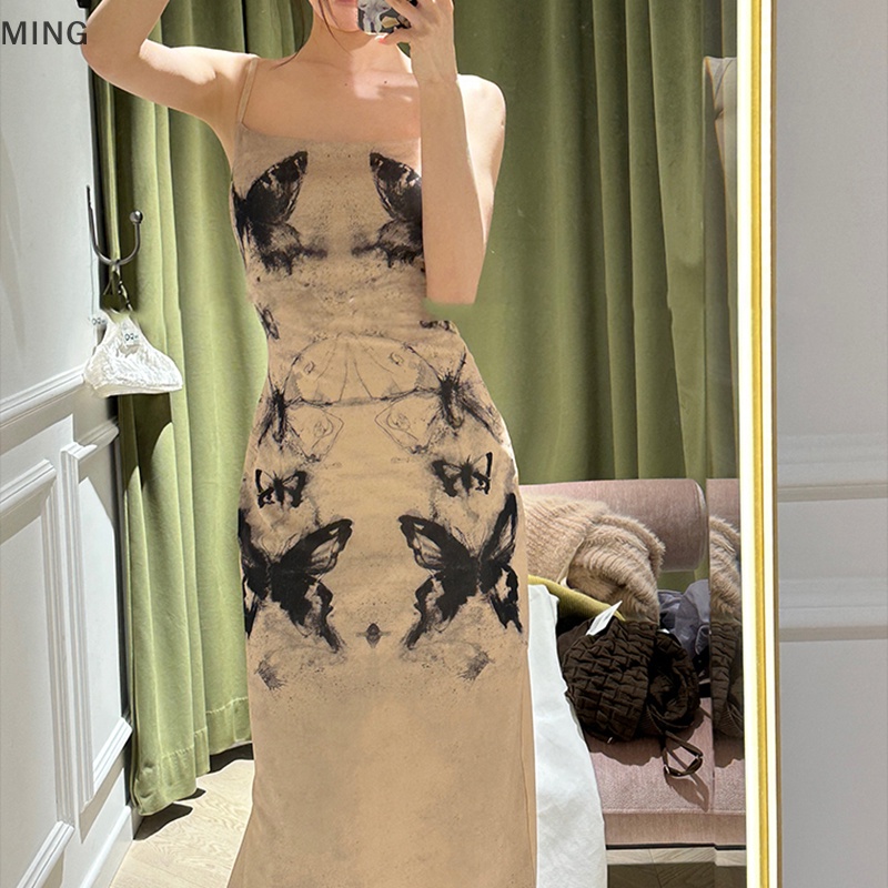 Đầm Ôm Không Tay In Họa Tiết Cổ Điển Gợi Cảm Cho Nữ