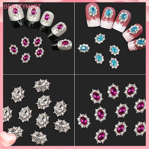 Bộ 10 Miếng Dán Trang Trí Móng Tay Bằng Hợp Kim Đính Đá Thời Trang Dành Cho Nữ