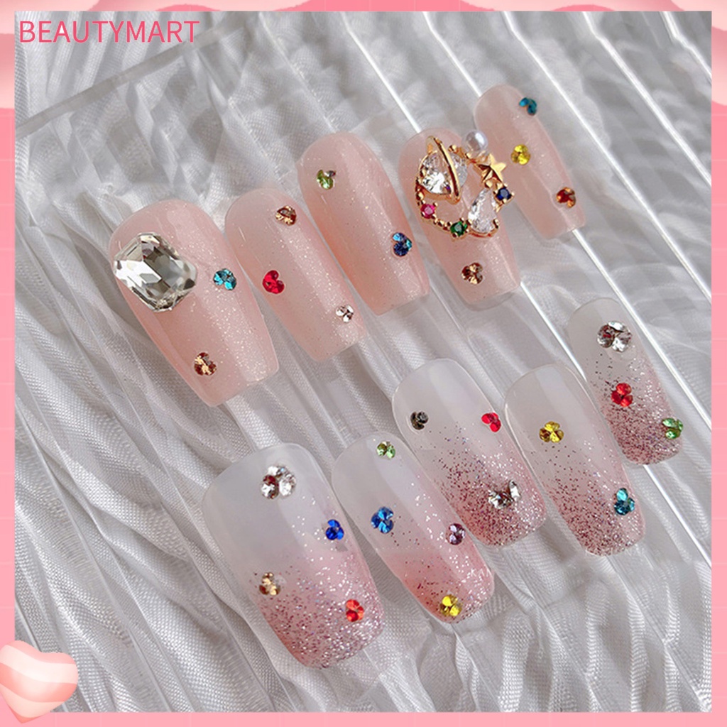 Túi 1440 Hạt Kim Cương Giả Tròn Nhỏ Gọn Nhẹ Dùng Trang Trí Móng Tay DIY