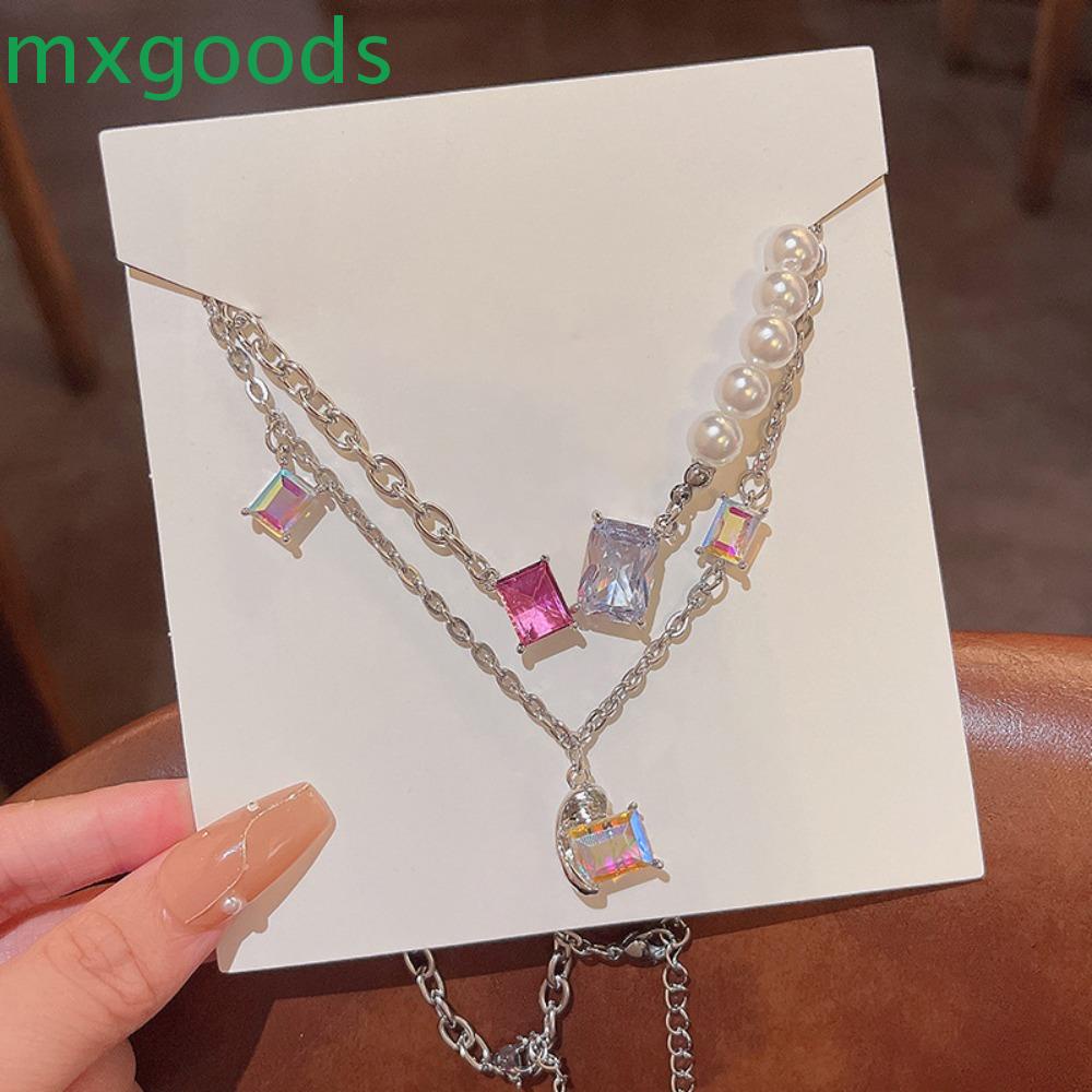 Vòng cổ MXGOODS Mặt Đá Lấp Lánh Nhiều Màu Sắc Cá Tính Cho NữDây Chuyền Phong Cách Hàn Quốc