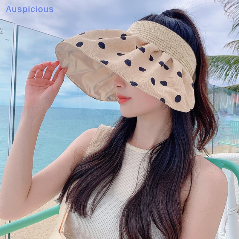 Nón Tai Bèo Rộng Vành Chống Tia UV Họa Tiết Chấm Bi Có Thể Gập Lại Dành Cho Nữ