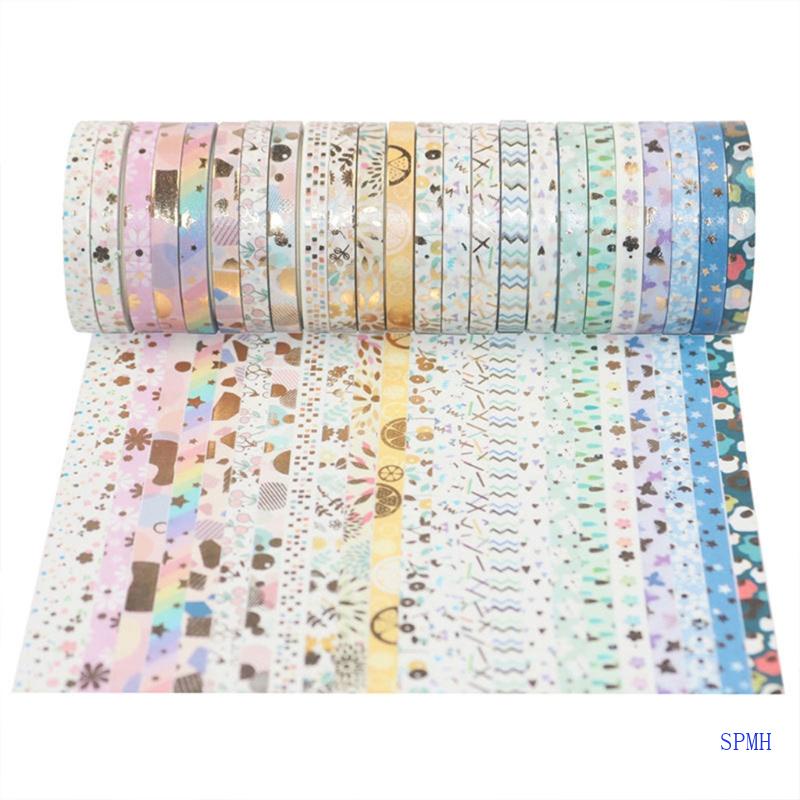 Bộ 24 Cuộn Băng Keo Dán Trang Trí Sổ Tay / Nhật Ký Bằng Lá Vàng