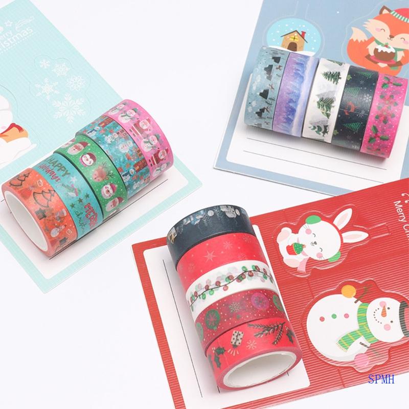 Set 18 Cuộn Băng Dính Washi Họa Tiết Giáng Sinh Trang Trí Thủ Công DIY