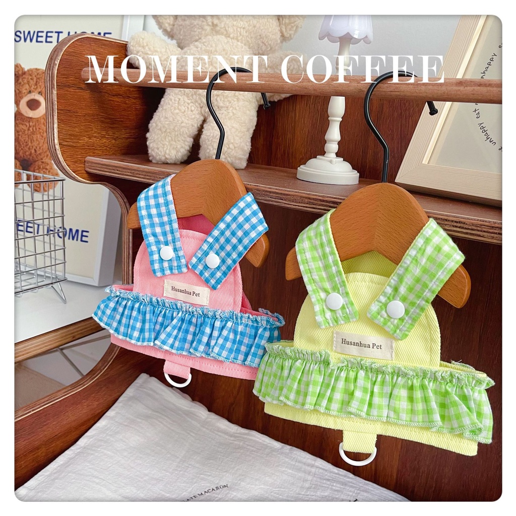Đầm Hai Dây Họa Tiết Sọc Caro Thời Trang Mùa Hè Xinh Xắn Cho Cún Cưng Shih Tzu