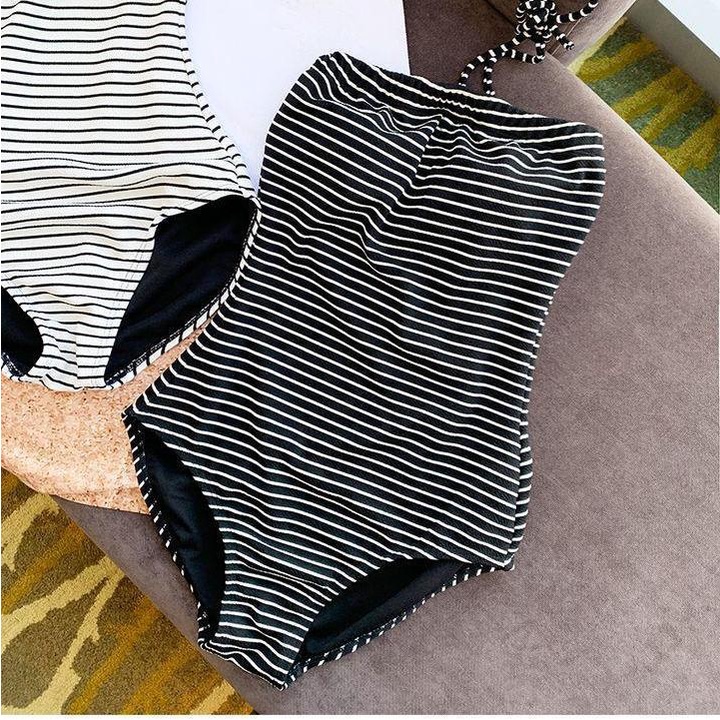 Đồ Bơi Một Mảnh Ôm Dáng Họa Tiết Kẻ Sọc Phong Cách Hàn Quốc Mới 2023 Cho Nữ