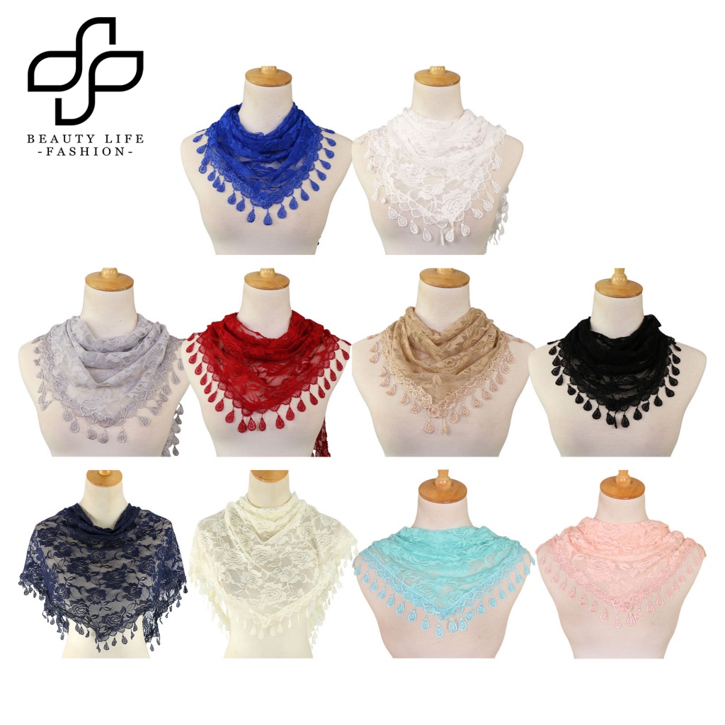 Khăn Quấn Đầu Bằng Nylon Phối Ren Thiết Kế Rỗng Nhẹ Chống Nắng Thời Trang Mùa Hè