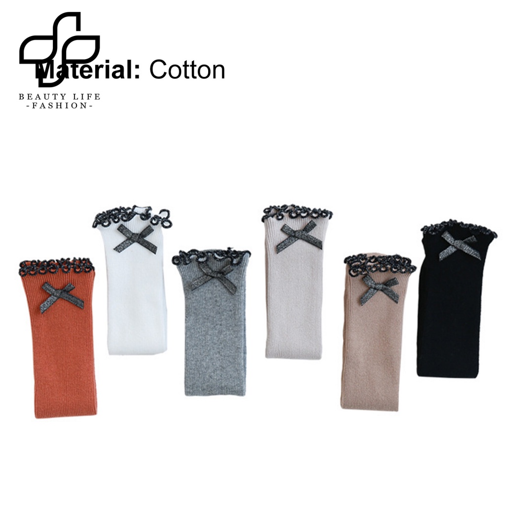 1 Đôi Tất Chân Giữ Ấm Phối Nơ Cho Bé Gái 1-6 Tuổi