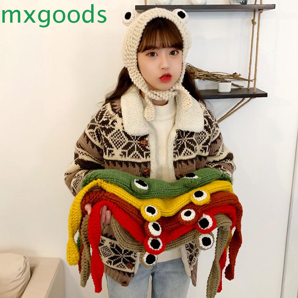 Mũ beanie Dệt Kim Hình Chú Ếch Dễ Thương Thời Trang Mùa Thu Cho Nữ