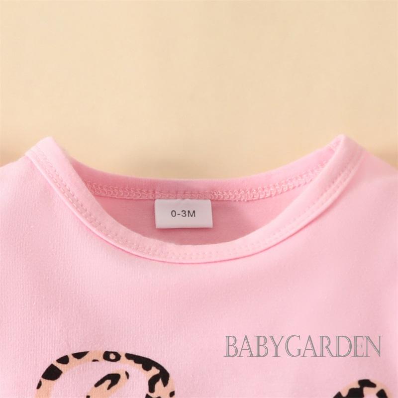 Bộ Trang Phục 3 Món Gồm Áo Liền Quần Tay Dài In Chữ Và Chân Váy In Họa Tiết Da Báo + Băng Cài Đầu Thời Trang Mùa Thu Cho Bé Gái 0