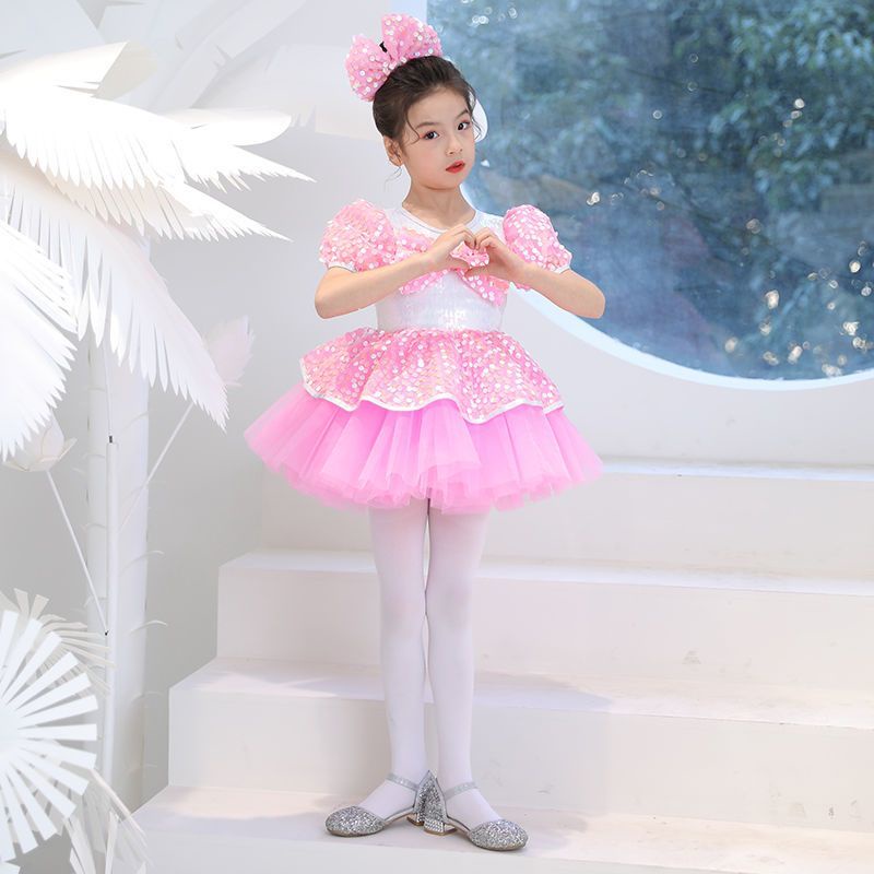 Đầm Công Chúa Biểu Diễn Nhảy Múa Bằng Vải Lưới Phồng Dễ Thương Cho Bé Gái