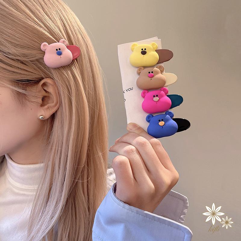 Kẹp Tóc Mái Ngang Hình Gấu Màu Sắc Ngọt Ngào Dễ Thương Cho Nữ