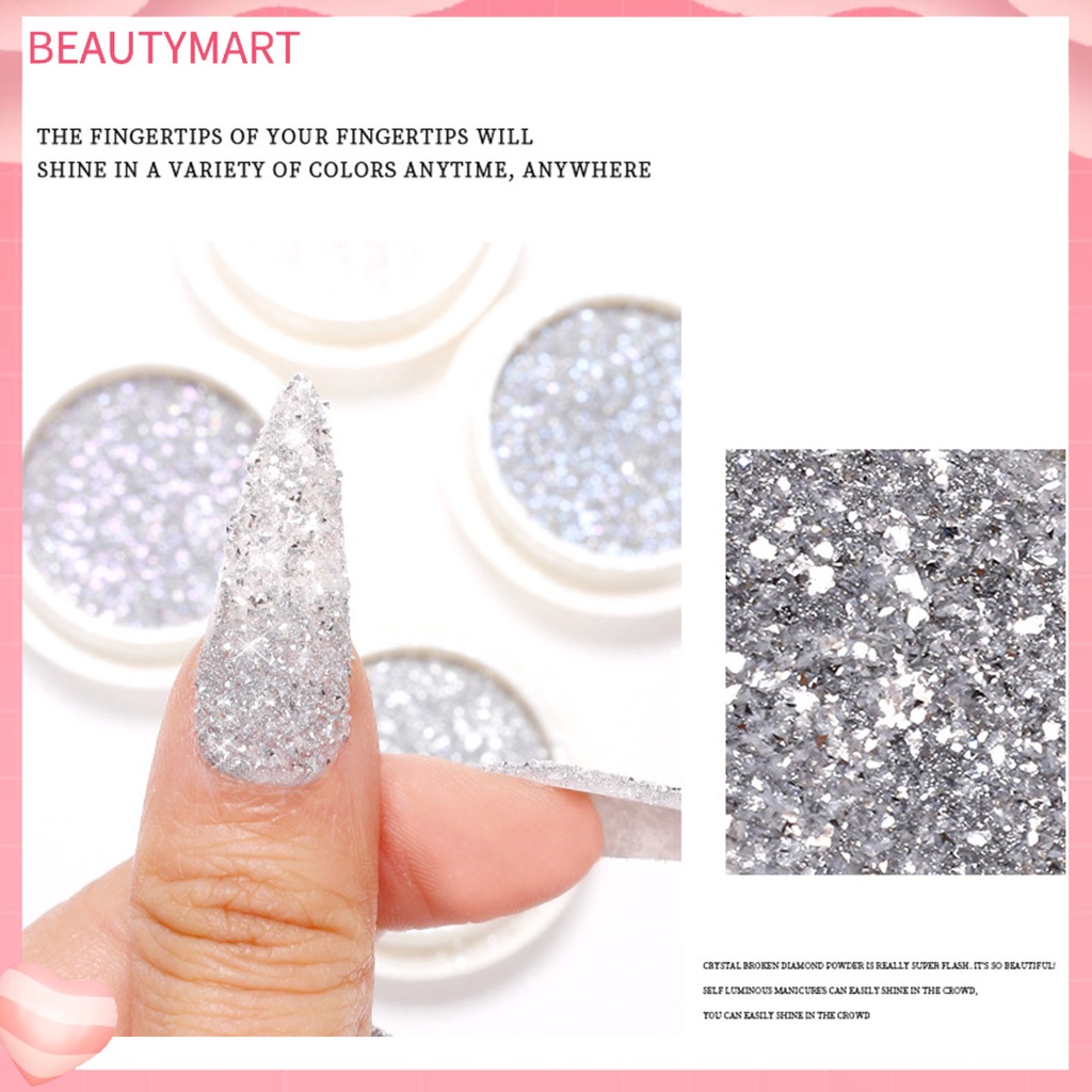 1 Bộ Bột Nhũ Phản Quang Trang Trí Móng Tay Kèm Que Xốp