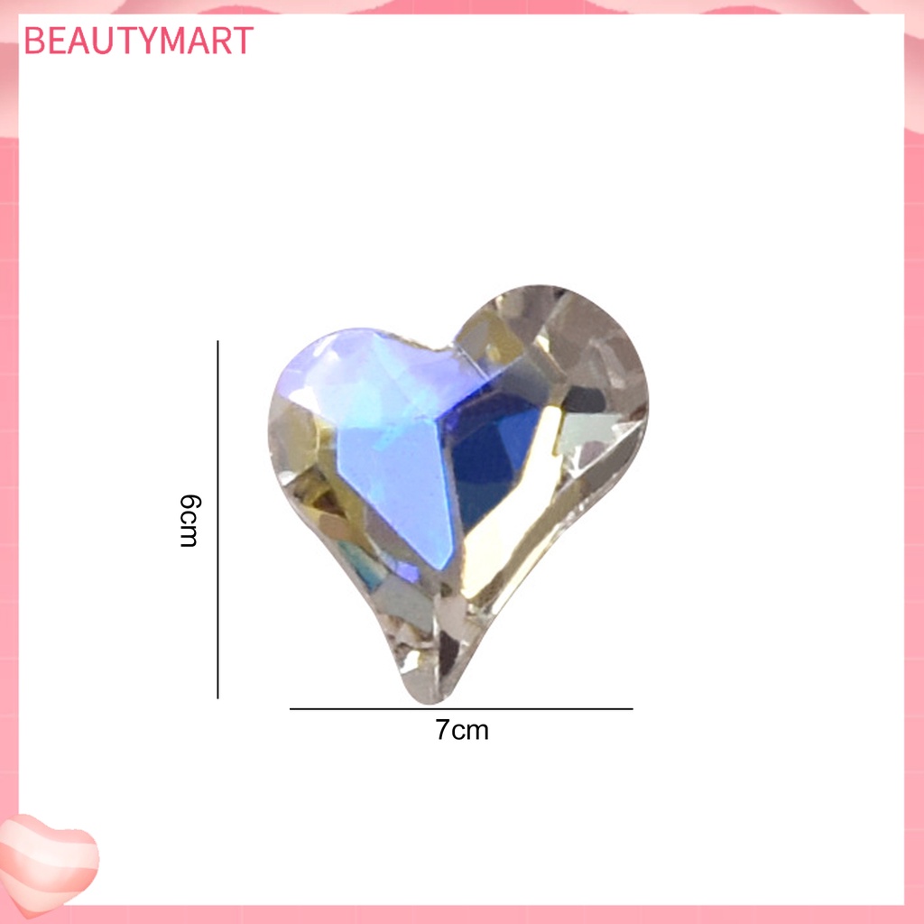 Bộ 50 Phụ Kiện Trang Trí Móng Tay Hiệu Ứng Kính Lấp Lánh Hình Trái Tim 3D Sáng Tạo