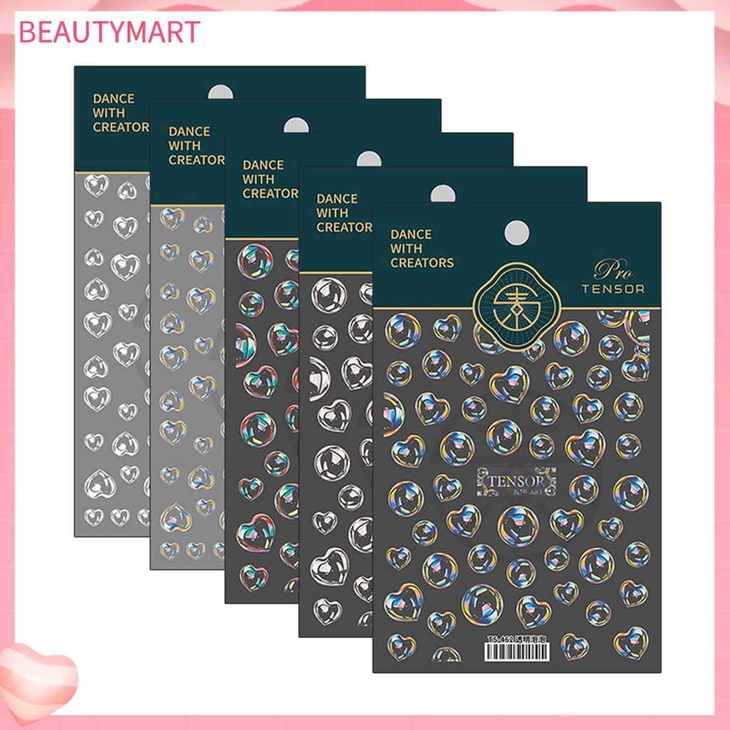 Miếng Dán Trang Trí Móng Tay Trong Suốt Siêu Mỏng Họa Tiết Bong Bóng 5D