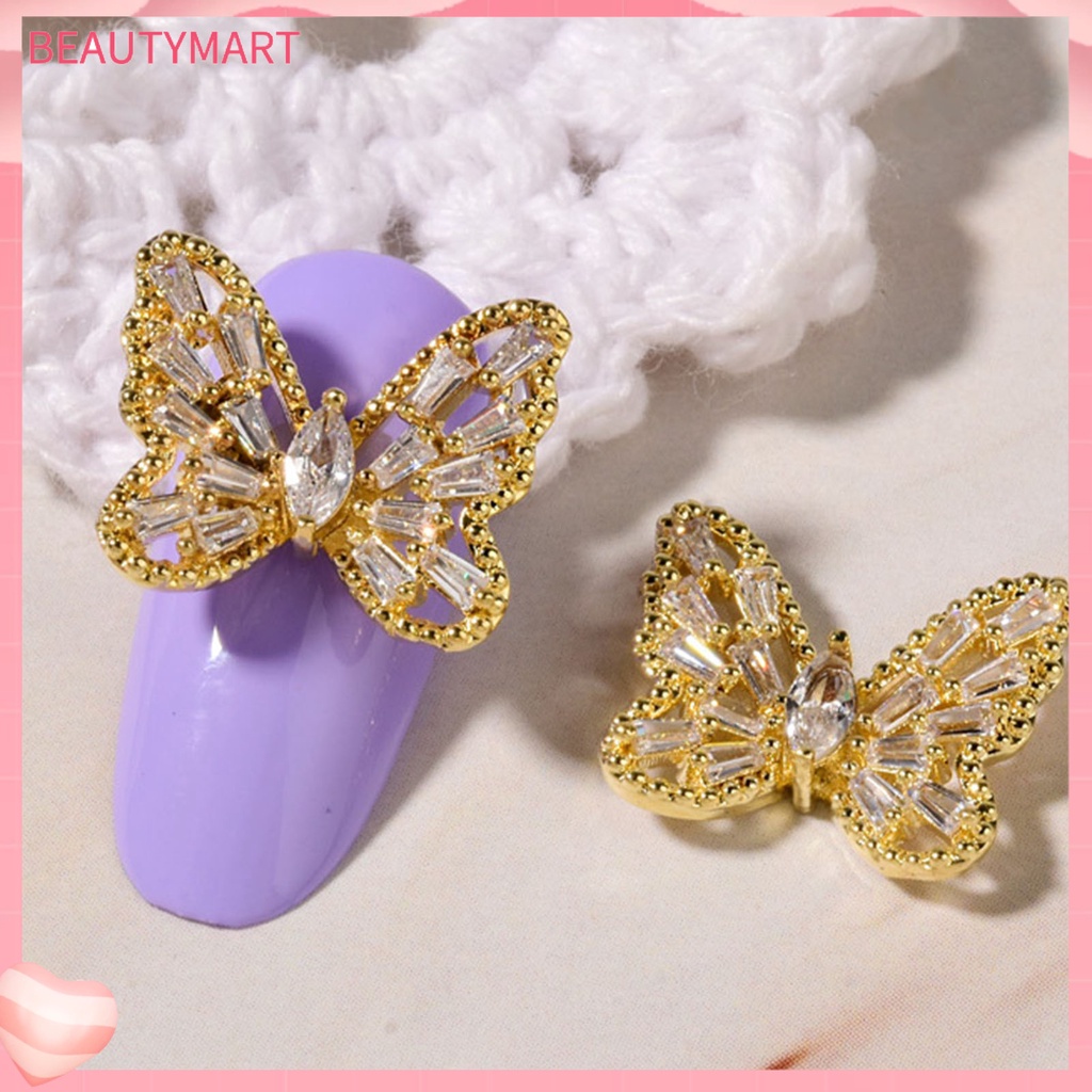 Đá Kim Cương Giả Hình Bướm 3D Lấp Lánh Không Phai Màu Chống Oxy Hóa Trang Trí Móng Tay DIY