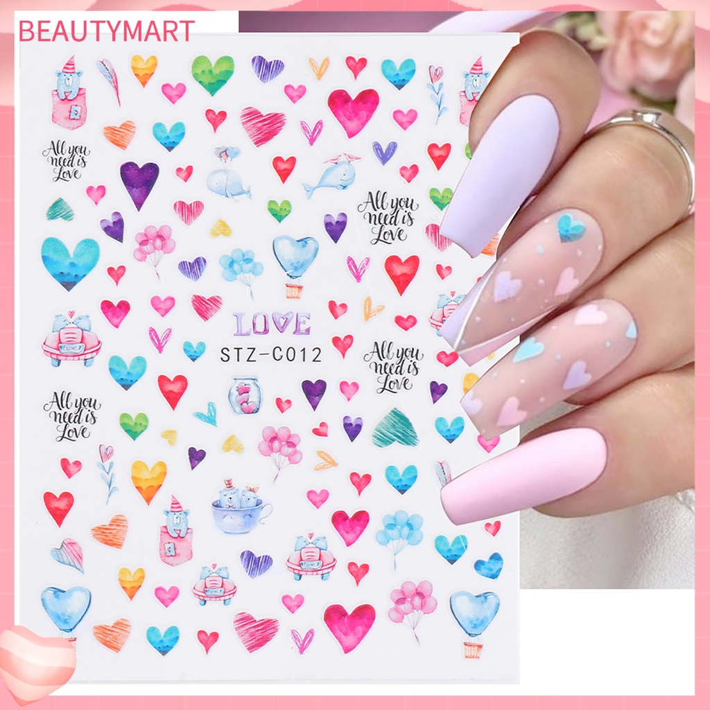 Miếng Dán Trang Trí Móng Tay Hình Trái Tim Dễ Thương Dành Cho Cặp Đôi