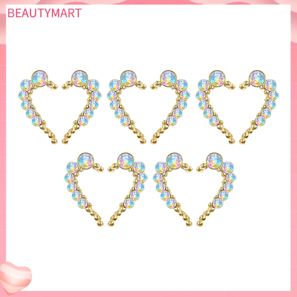 Bộ 10 Phụ Kiện Trang Trí Móng Tay Hình Trái Tim Bằng Hợp Kim DIY