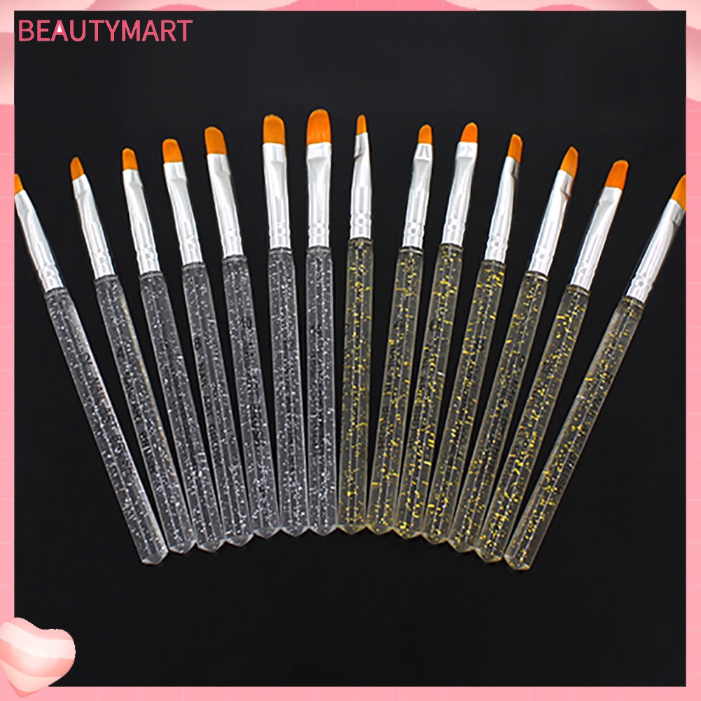 Set 7 Cọ Vẽ Móng Tay Đầu Pha Lê Giả Trong Suốt Bằng Thép Không Gỉ