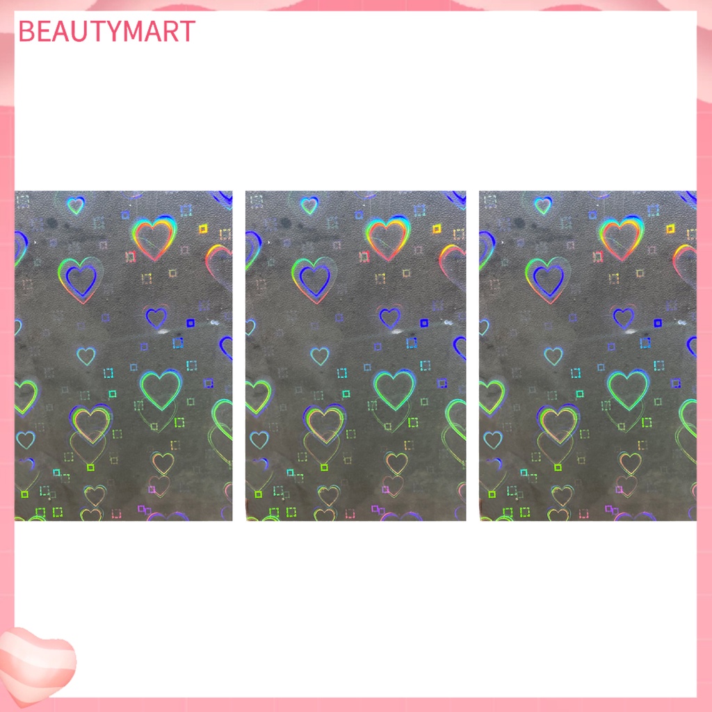 Bộ 3 Miếng Dán Móng Tay Hiệu Ứng Cực Quang Trái Tim DIY