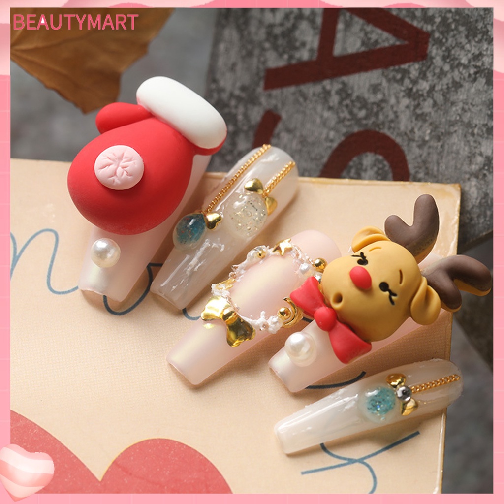 Set 5 Phụ Kiện Trang Trí Móng Tay Tạo Hiệu Ứng 3D Chủ Đề Giáng Sinh Năm Mới Cho Nữ