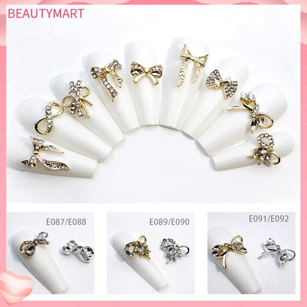 Set 10 Phụ Kiện Nơ Bằng Hợp Kim Trang Trí Móng Tay DIY