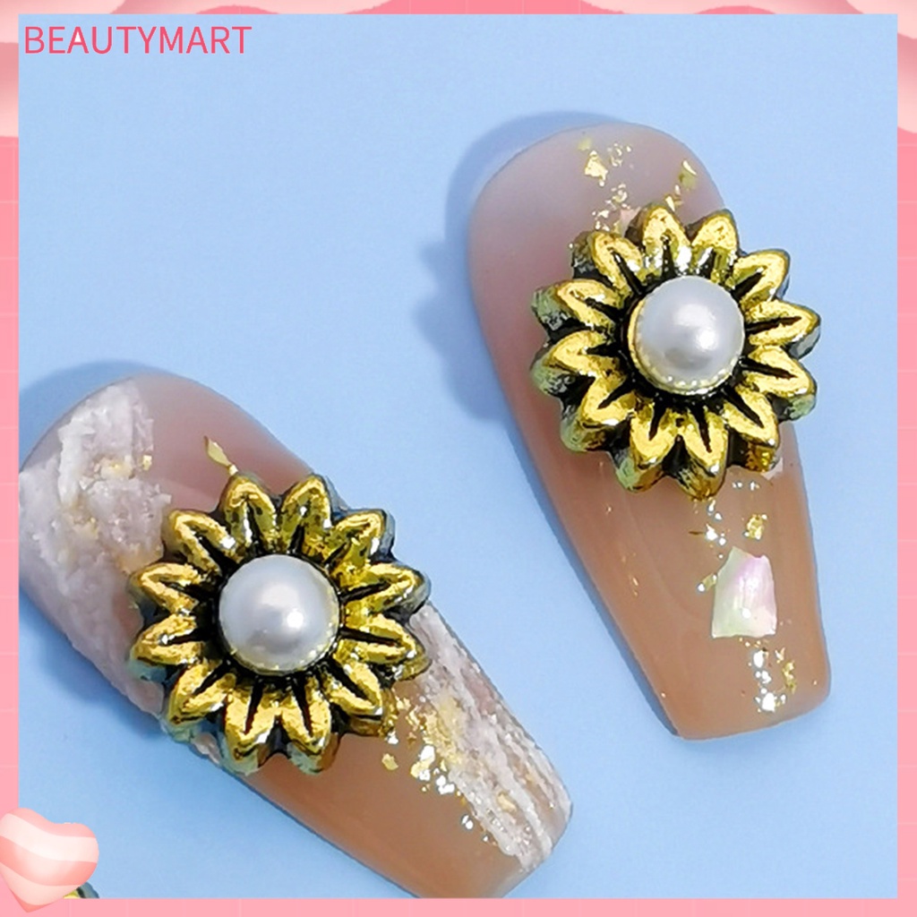 Túi 10 Phụ Kiện Trang Trí Móng Tay Nghệ Thuật Hình Hoa 3D Bằng Hợp Kim Chống Rỉ Sét DIY