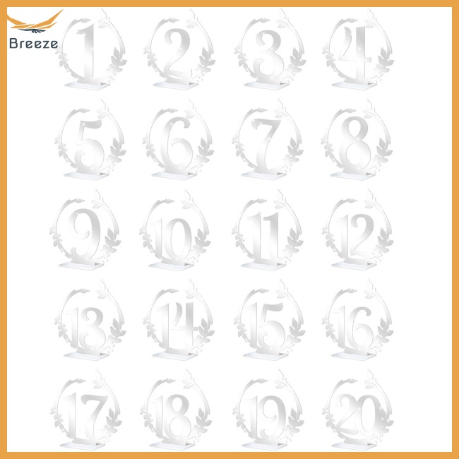 Bộ Thẻ Số Từ 1-20 Bằng Acrylic Trang Trí Bàn Tiệc Cưới