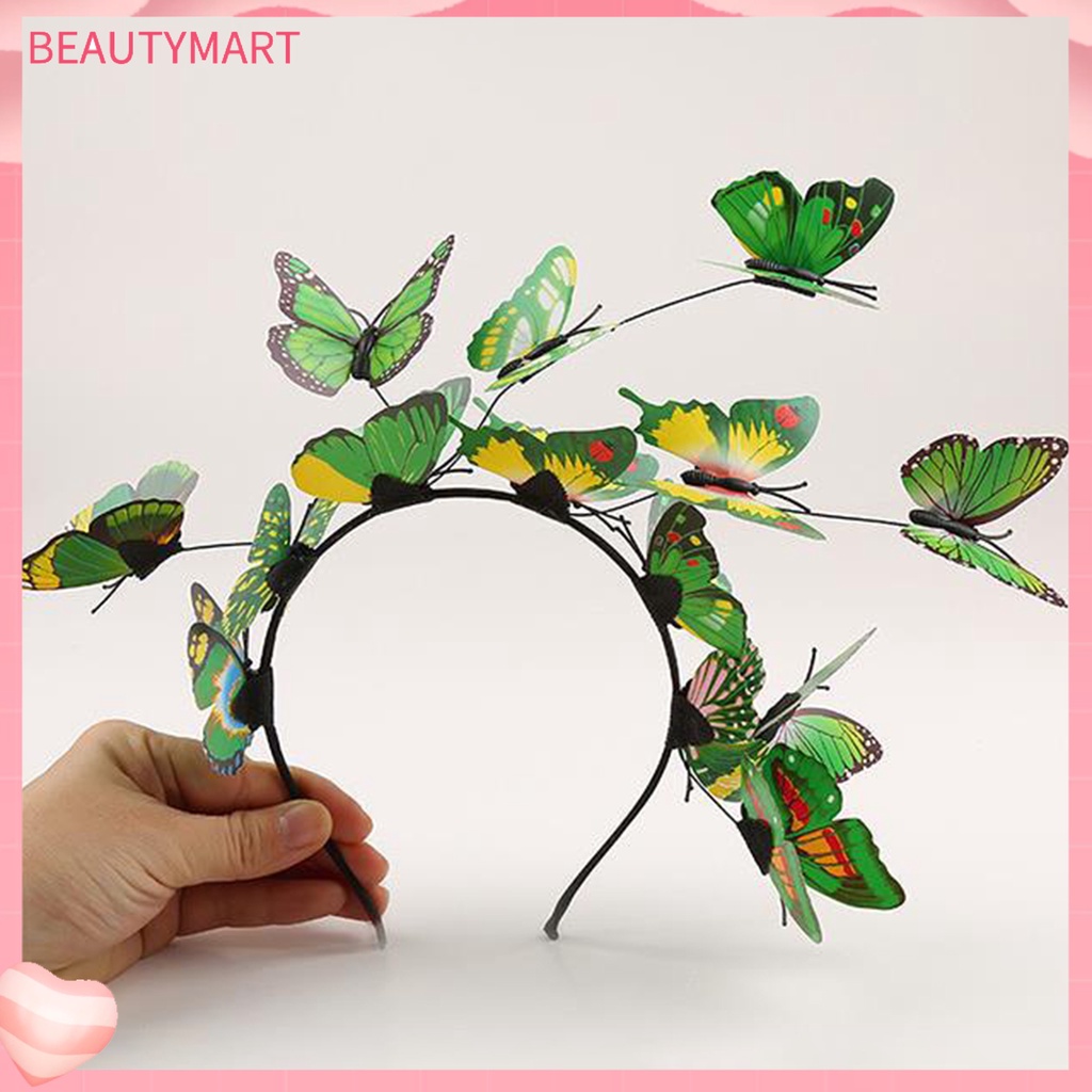 [beautymart] Cài Tóc Hình Vương Miện Bướm Phong Cách Bohemian Sống Động Thoải Mái Có Thể Điều Chỉnh Trang Trí Cho Tiệc Trà / Halloween