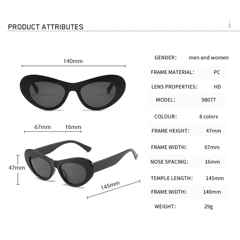 Kính Mát Hình Oval Nhỏ Chống Tia UV400 Thời Trang Phong Cách Retro Dành Cho Nữ