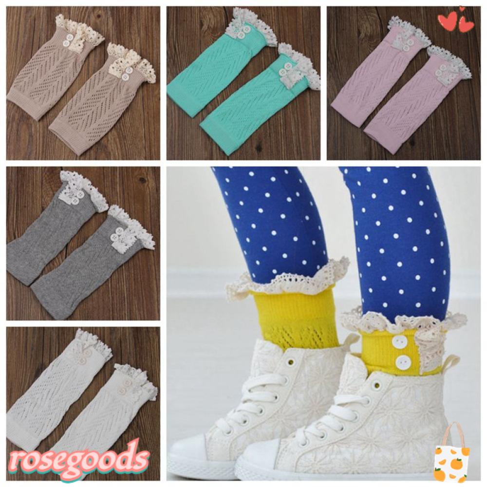 Tất Dệt Kim Dáng Dài Đính Khuy Đơn Giản Hợp Thời Trang Cho Bé