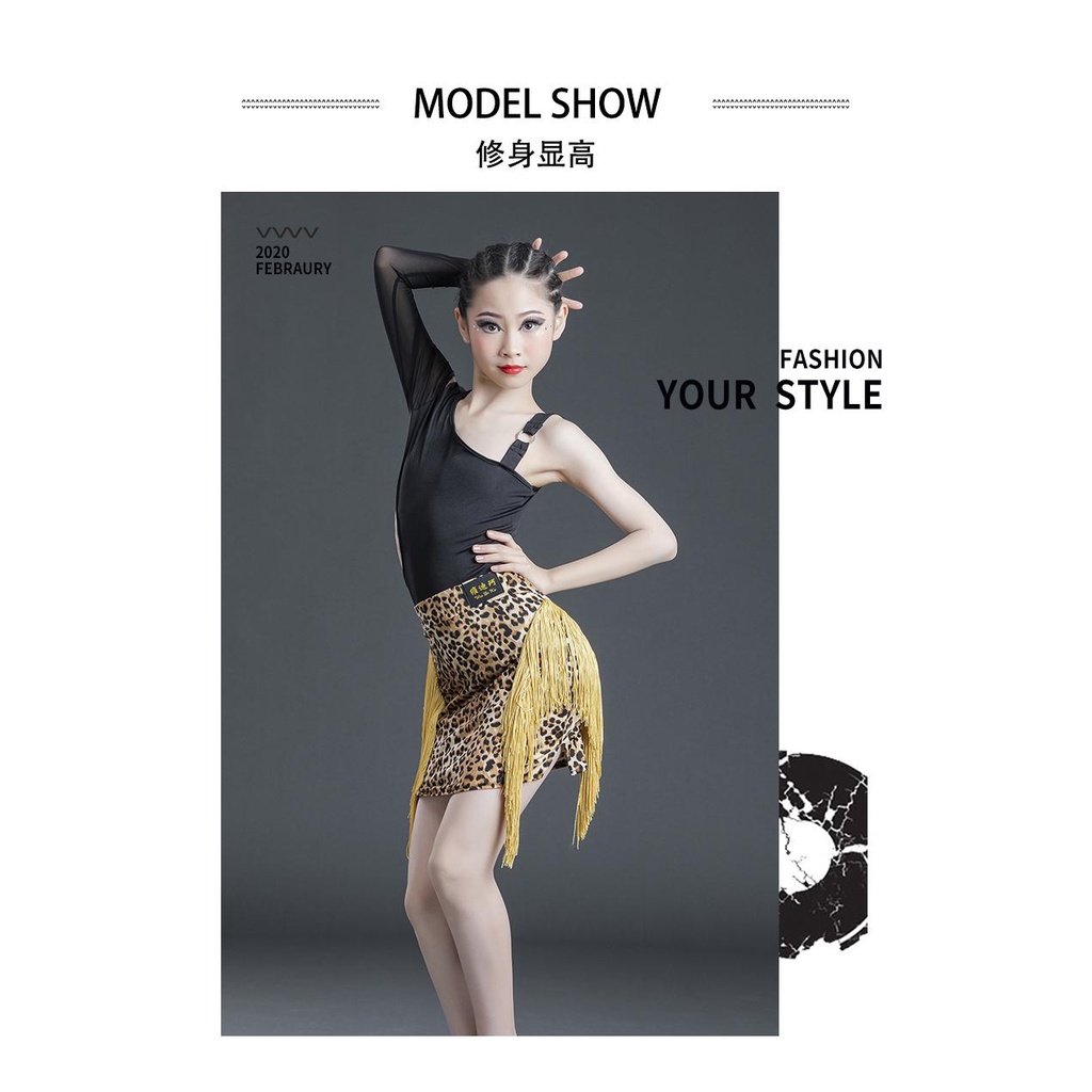 Đầm Khiêu Vũ Latin Họa Tiết Da Báo Thời Trang Xuân Hè Cho Bé Gái