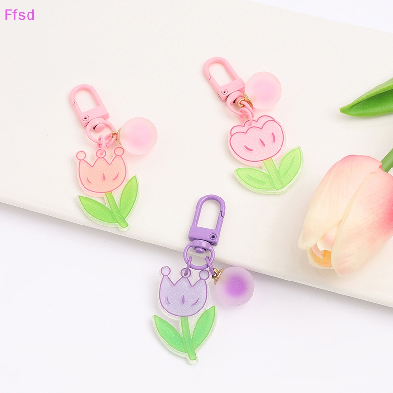{Ffsd} Móc Khóa Hình Hoa Tulip Màu Kẹo Ngọt Ngào Phụ Kiện Túi Xách Nữ * Bán Chạy