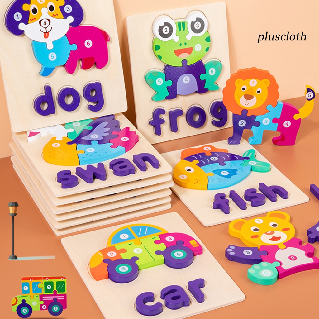 Đồ Chơi Lắp Ráp Bằng Gỗ Họa Tiết Hoạt Hình Dễ Thương Cho Bé