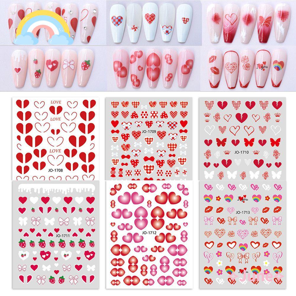 Miếng Dán Trang Trí Móng Tay Họa Tiết Hoa / Trái Tim Xinh Xắn
