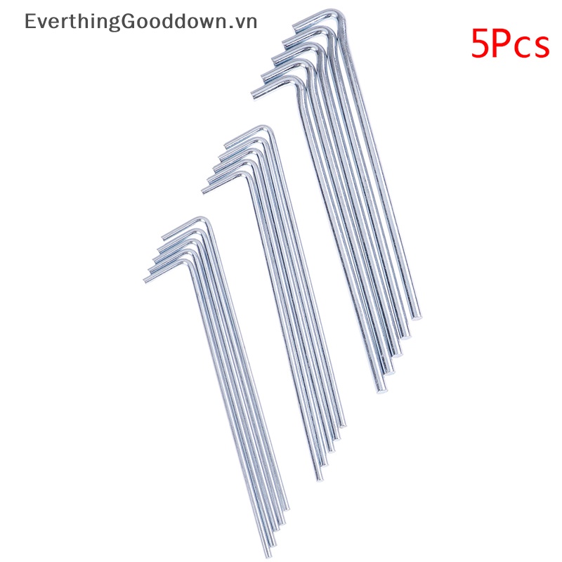 Everthinggooddown Bộ 5 Cọc Kim Loại Cứng Cắm Lều Cắm Trại Chịu Được Sức Nặng