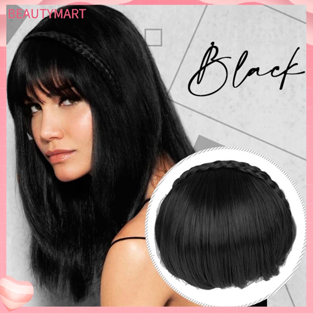 [beautymart] Tóc Giả Thắt Bím Co Giãn Tự Nhiên Có Mái Bằng Mái Cho Nữ