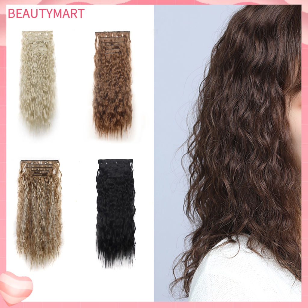 1 Bộ Tóc Giả Xoăn Dài Bằng Sợi Tự Nhiên Kết Cấu Nhẹ Nhàng Không Để Lại Dấu Vết