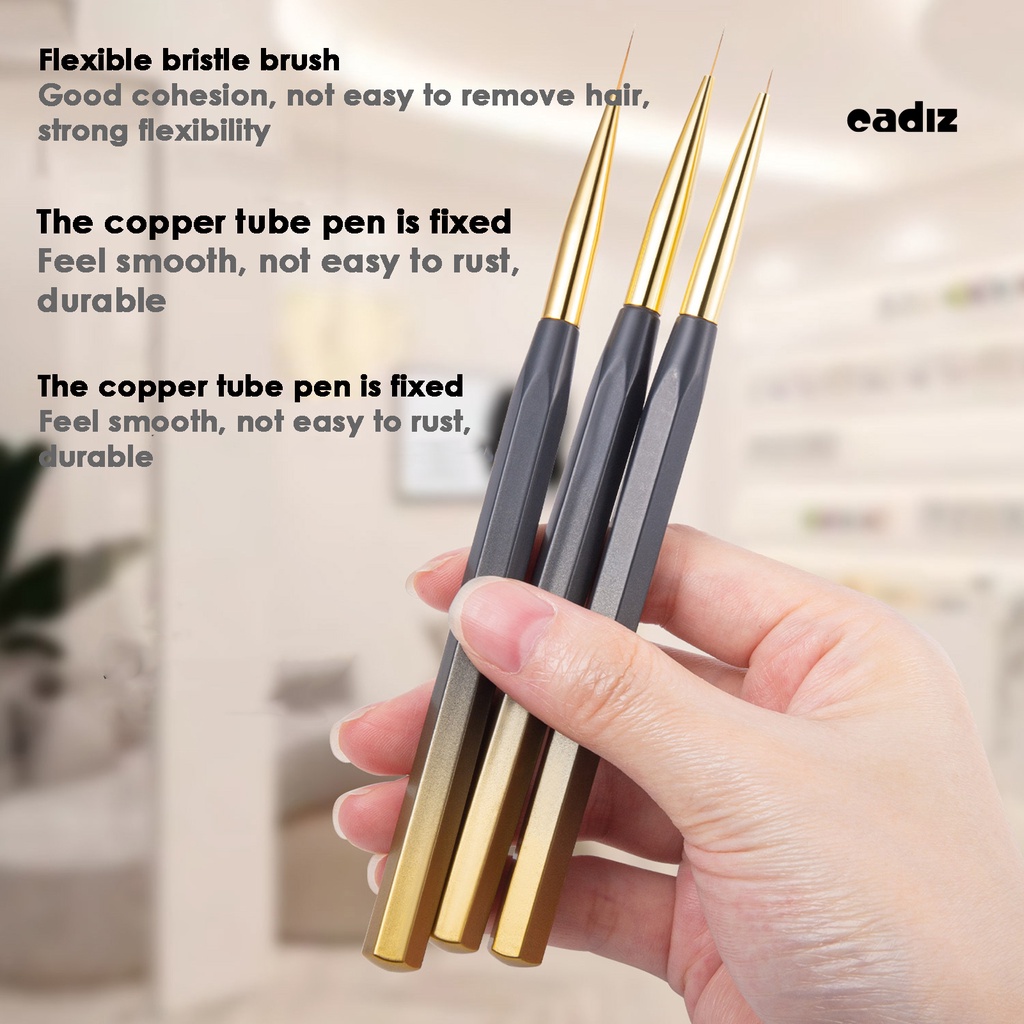 Set 3 Cọ Vẽ Móng Tay Nghệ Thuật Linh Hoạt Không Gây Khó Chịu Chuyên Dụng Cho Salon