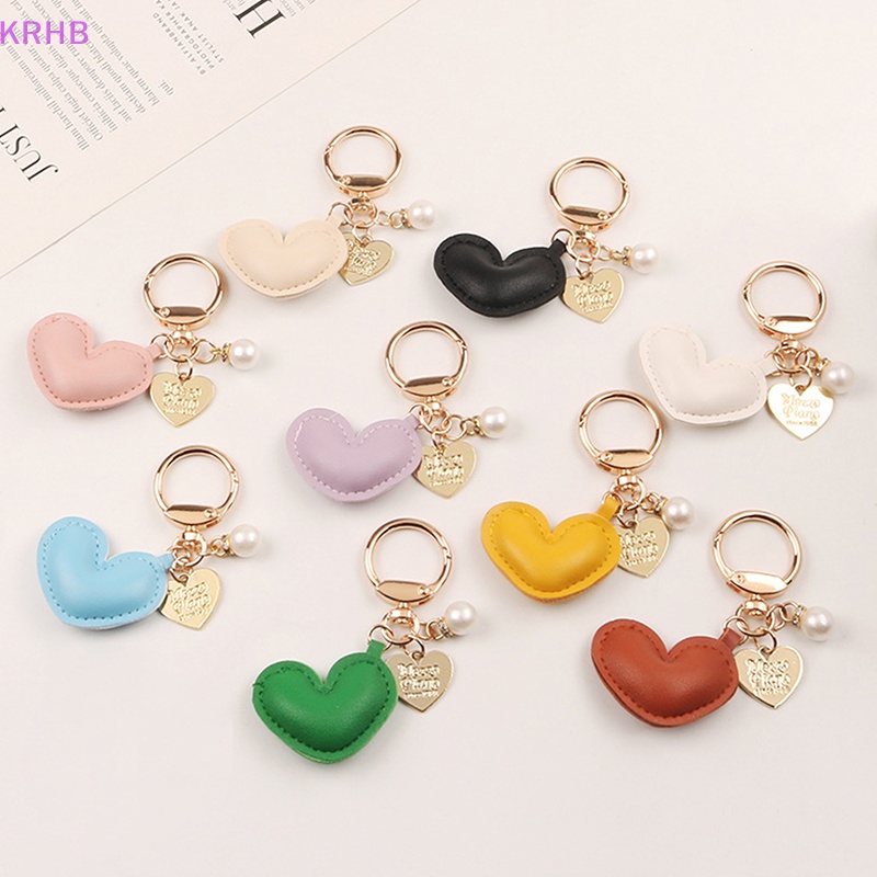 Móc Khóa Da PU Hình Trái Tim Nhiều Màu Sắc Sáng Tạo Cho Nữ Mới