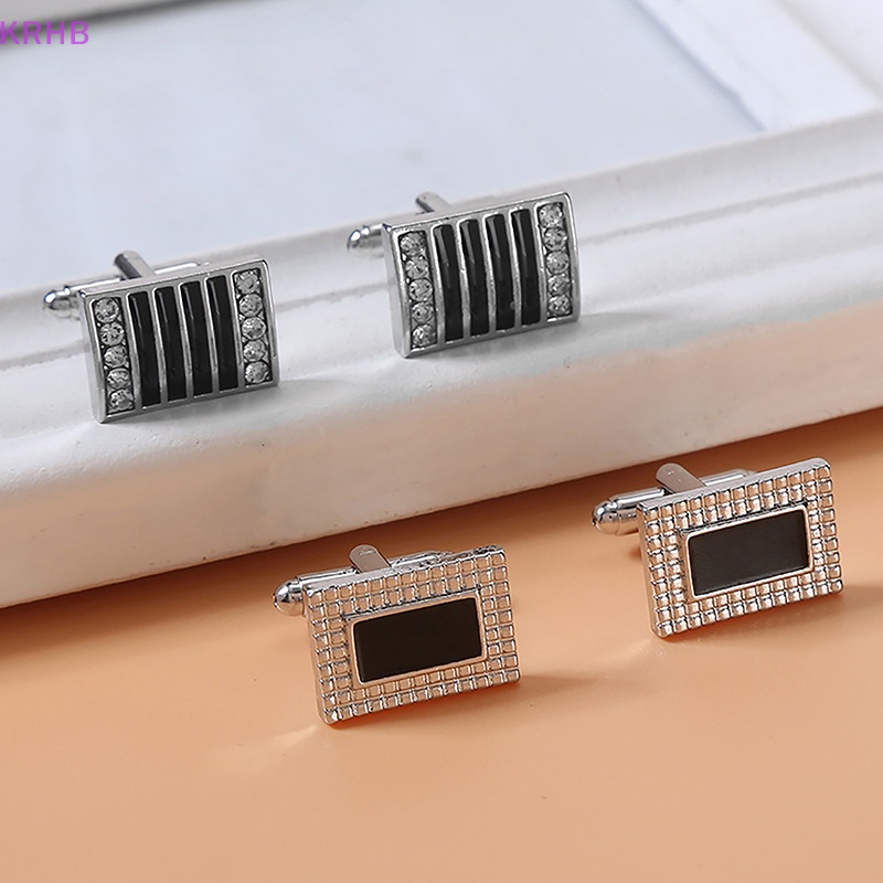 Khuy Măng Sét Vuông Đính Đá Thời Trang Cho Nam Mới