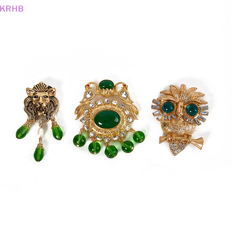 Ghim Cài Áo Hình Cú Mèo Đính Đá Tua Rua Phong Cách Hoàng Gia Cổ Điển Mới