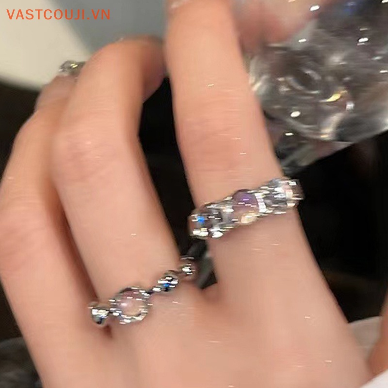 Bộ 2 Nhẫn Hợp Kim Đính Đá Lấp Lánh Phong Cách Vintage Thời Trang Cho Nam Và Nữ