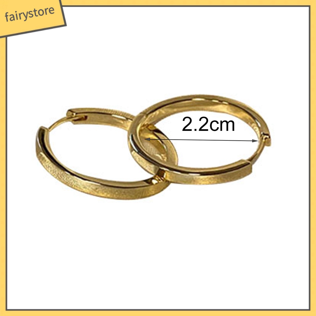 1 Đôi Bông Tai Hình Tròn Bề Mặt Mịn Thời Trang Dành Cho Nữ