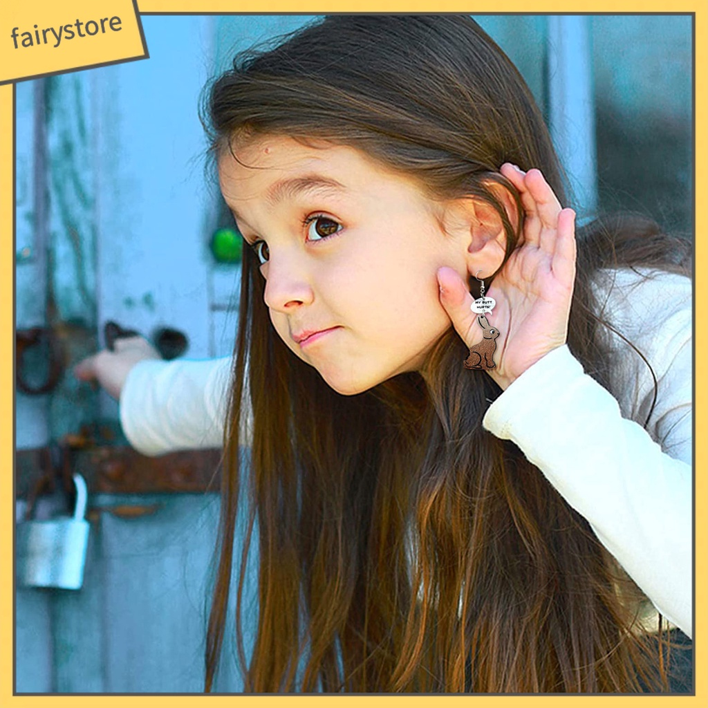 1 Đôi Bông Tai Hình Thỏ Hoạt Hình Bằng Acrylic Quyến Rũ