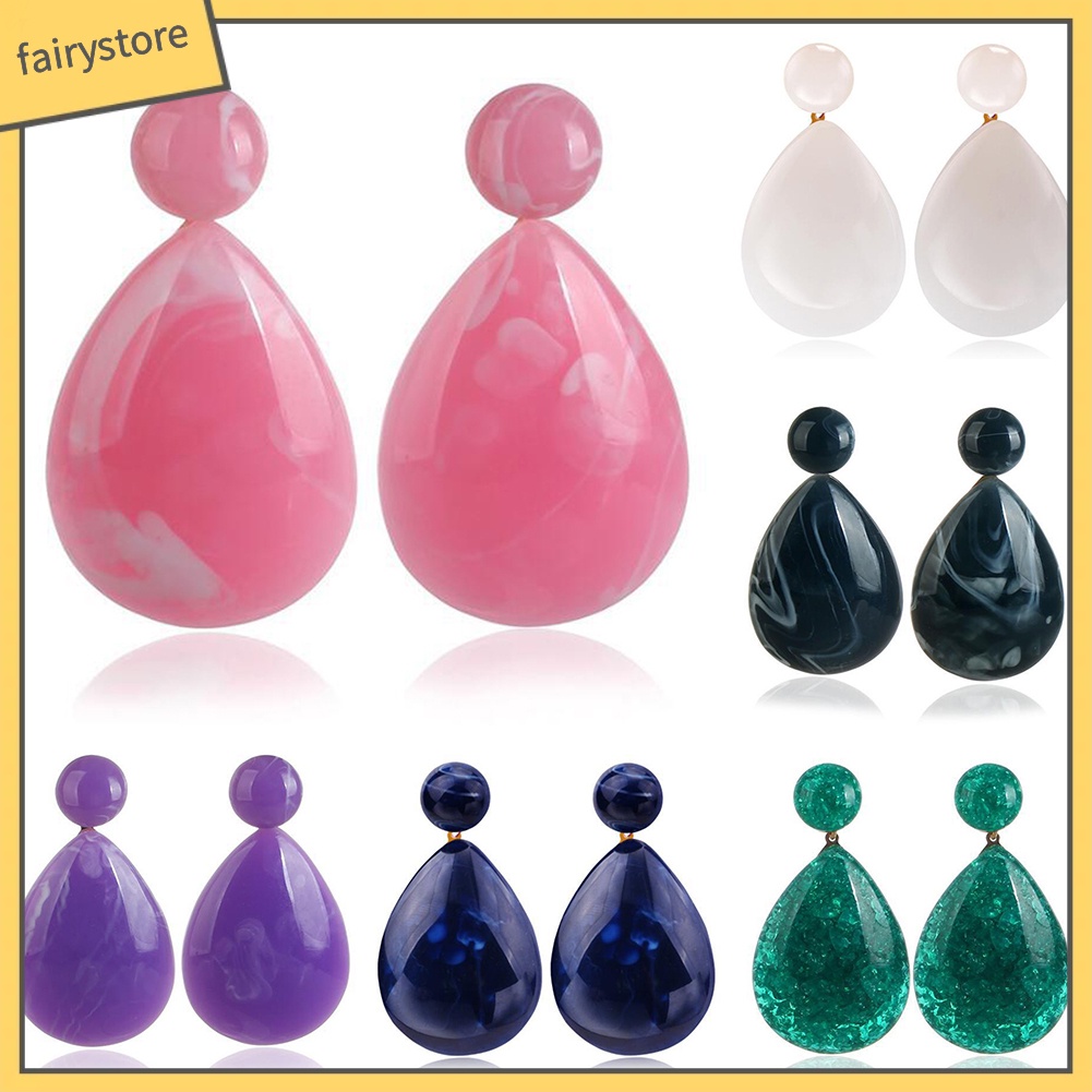 Bông Tai Hình Giọt Nước Bằng Nhựa Resin Đơn Giản Thời Trang Cho Nữ