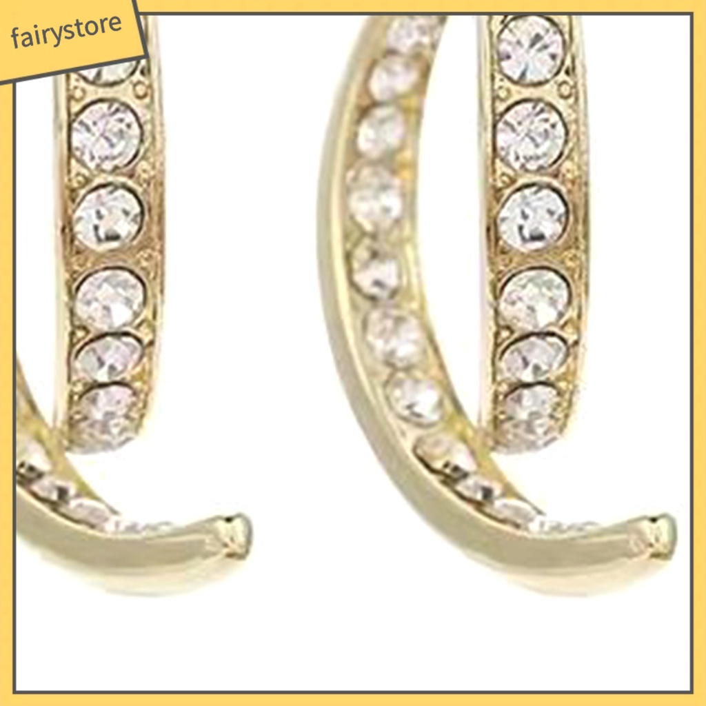 [FRO] Bông Tai Đính Đá Hình Mặt Trăng Vòng Cung Tinh Tế Lấp Lánh Cho Nữ