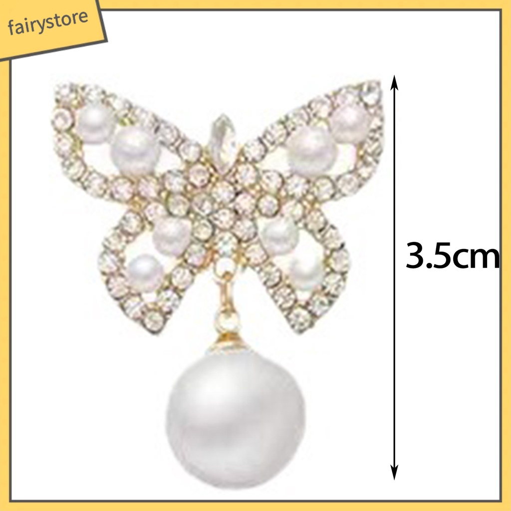 1 Đôi Bông Tai Dáng Dài Hình Bướm Đính Ngọc Trai Giả Phong Cách Pháp Thanh Lịch