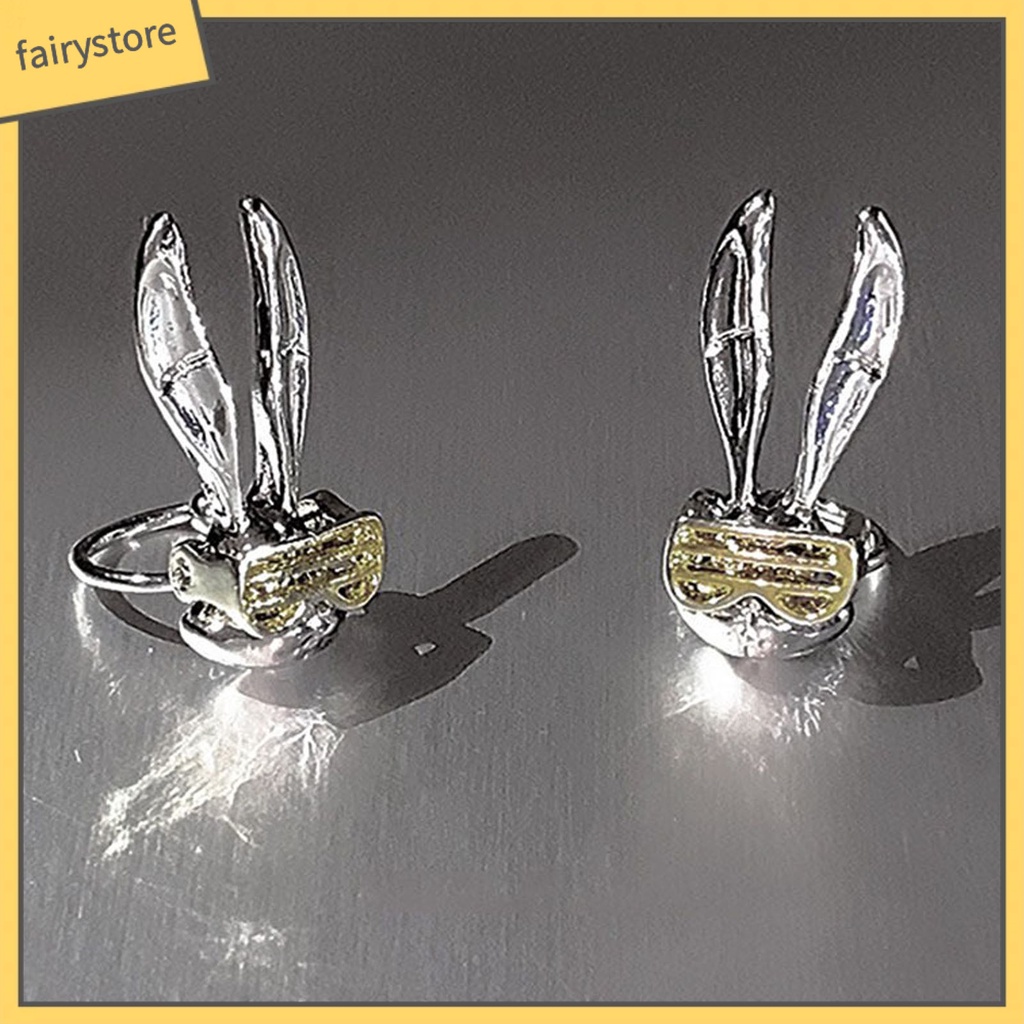 1 Đôi Khuyên Kẹp Vành Tai / Kính Mát Hình Thỏ Phong Cách Hip Hop Punk Thời Trang