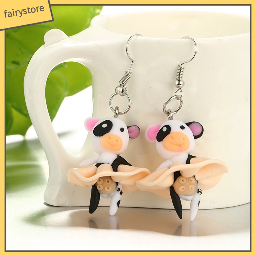 Bông Tai Dạng Móc Hình Thú Hoạt Hình 3D Bằng Đất Sét Polymer Dễ Thương Cho Nữ