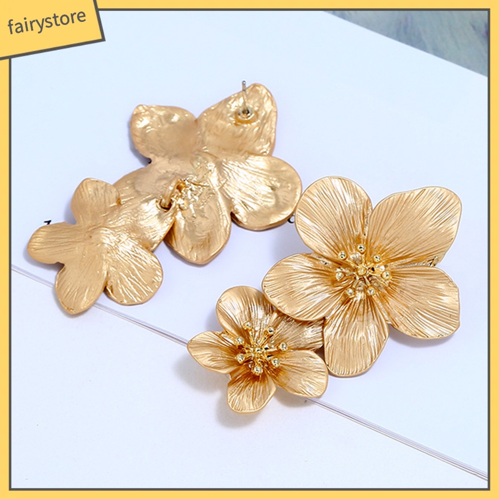 Khuyên Tai Dáng Dài Hình Bông Hoa Màu Sắc Ngọt Ngào Cho Nữ